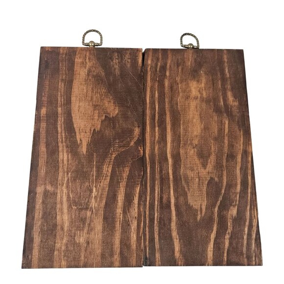 Vintage Homco Country Cousins Wall Plaques Set of 2 Bomar 1259 Stained Wood - Picture 10 of 11